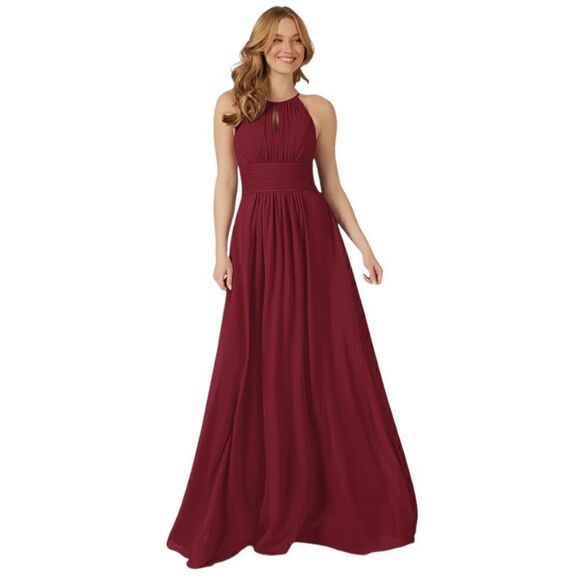 AZAZIE Bonnie Bridesmaid Red Chiffon Dress Size C - Picture 1 of 10